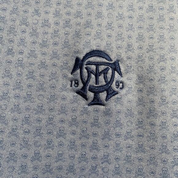 Peter Millar Sweater Light Blue Skulls Performance Quarter Zip Golf AOP Men’s M - Picture 3 of 9